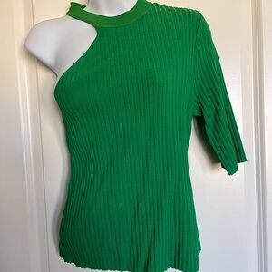 NWOT! Bar III Green Cut Out Ribbed Shirt Size L